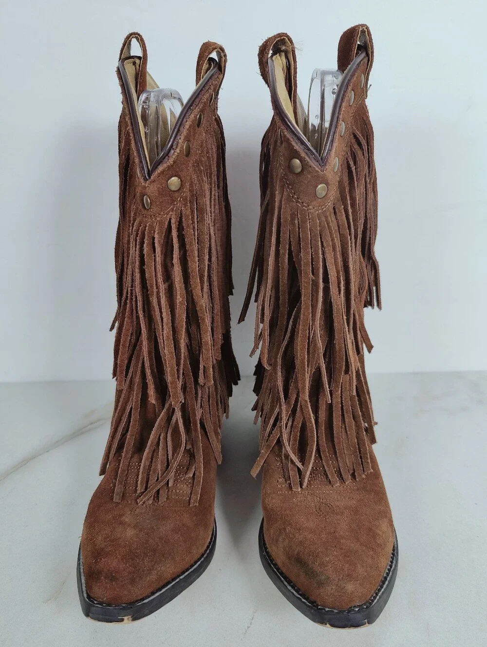 Smoky Mountain Kids Wisteria Brown Suede Double Fringe Western Cowboy Boots, 3.5